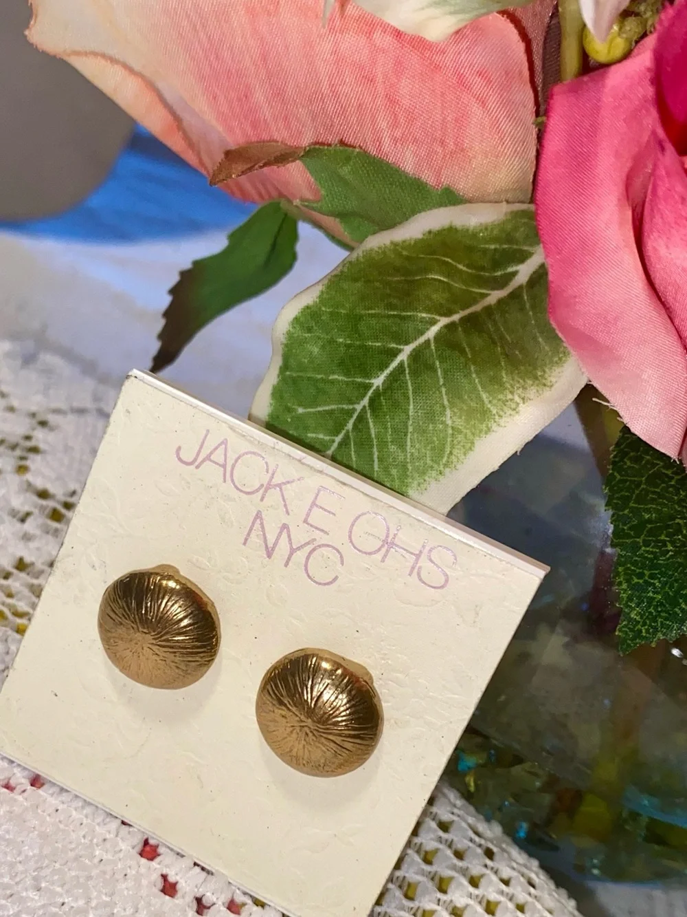 Gold Dome Button Earrings